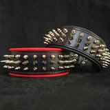 Danger Wide Spiked Leather Dog Collar