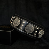 Maximus 2.5 Inch Black & Silver Leather Dog Collar
