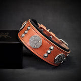 Maximus Black & Silver Leather Dog Collar
