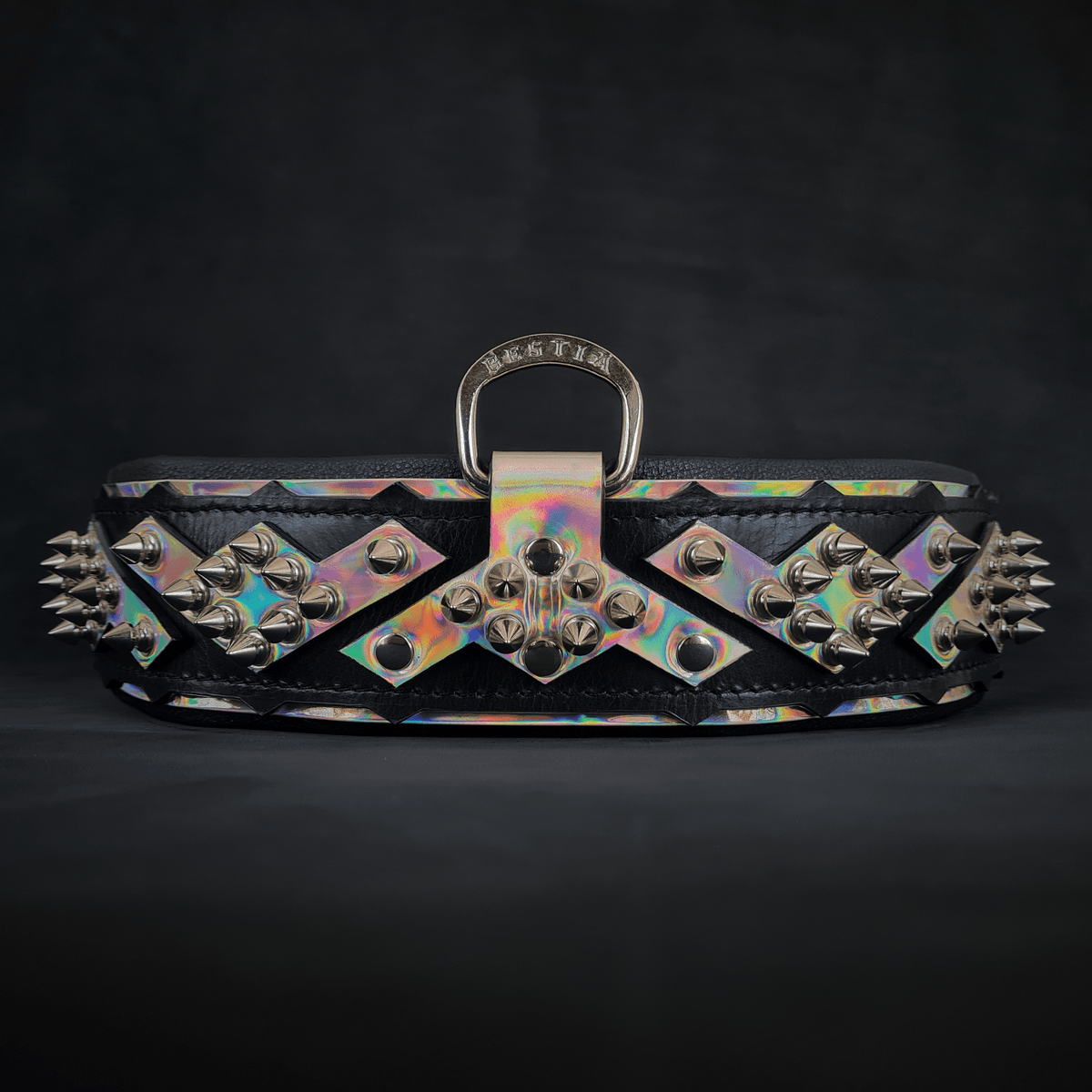 Midas Spiked Silver Leather Dog Collar