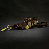 Maximus Brown & Gold Leather Dog Collar