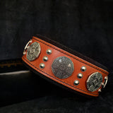 Maximus 2.5 Inch Black & Silver Leather Dog Collar