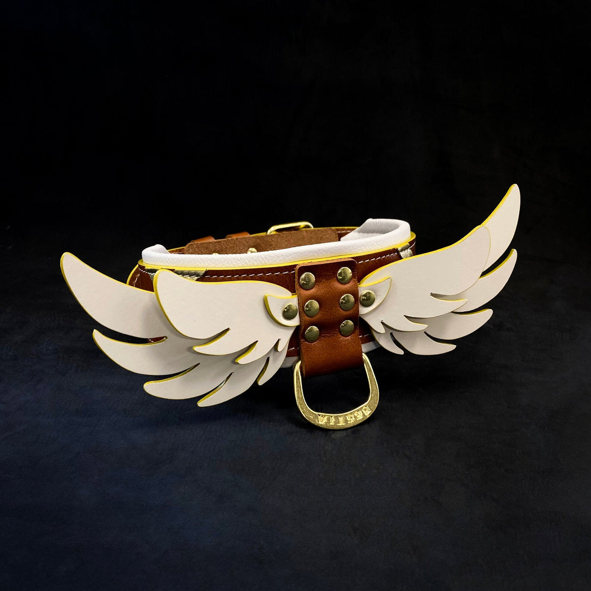 Hermes Winged Padded Leather Dog Collar